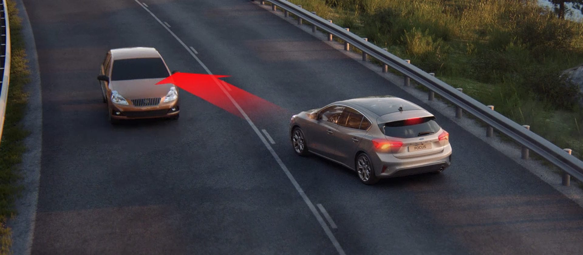 Graphique montrant le système de freinage post-collision. 