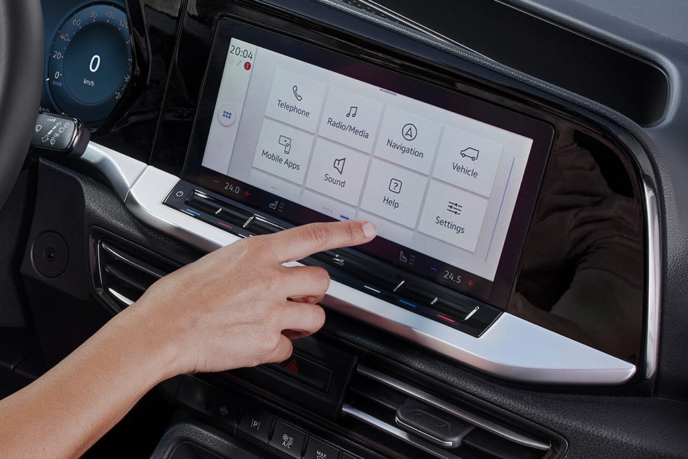 Gros plan sur l'écran tactile 10 pouces du Ford Tourneo Connect