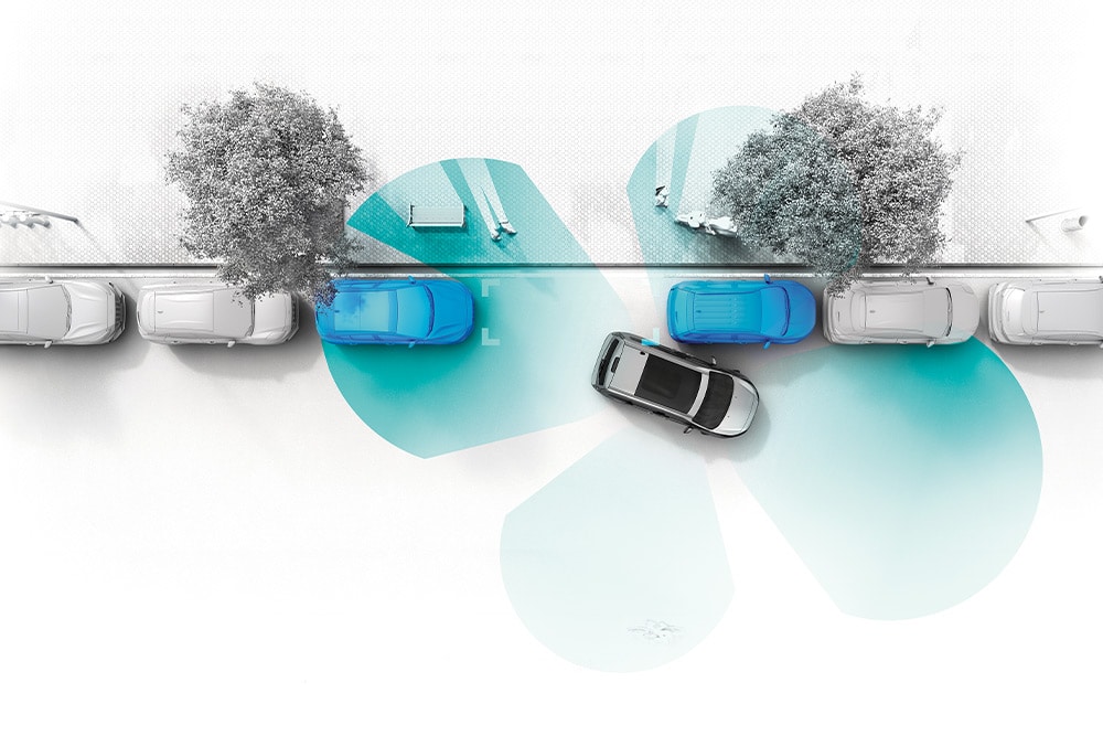 Graphique montrant le Ford Tourneo Connect utilisant la fonction Active Park Assist.