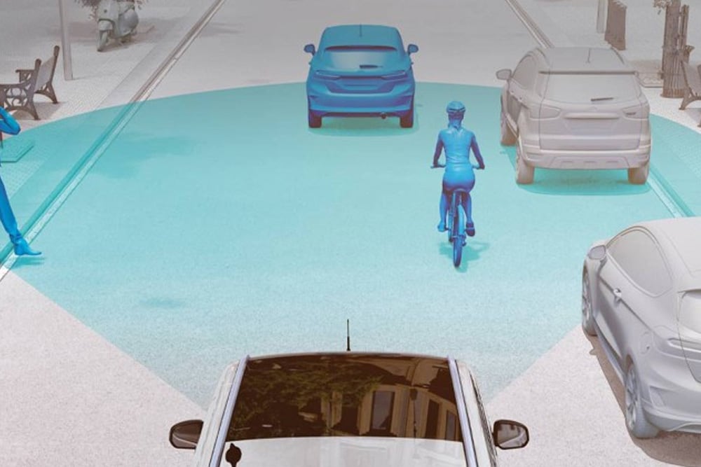 Graphique illustrant le fonctionnement du système d'assistance pré-collision. 