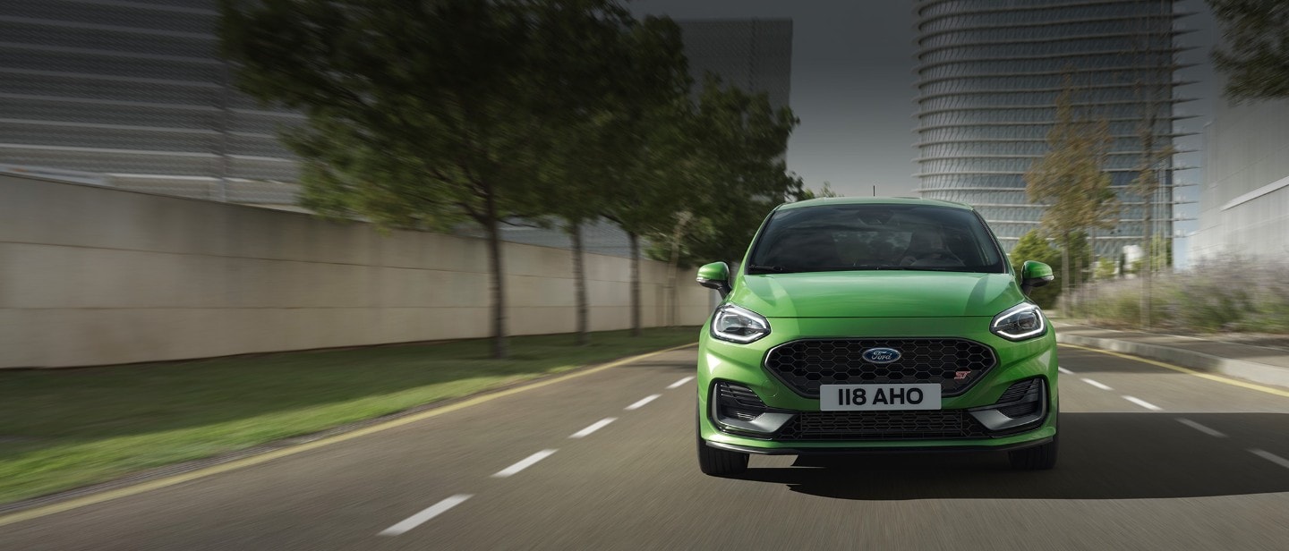 Green Ford Fiesta ST front view