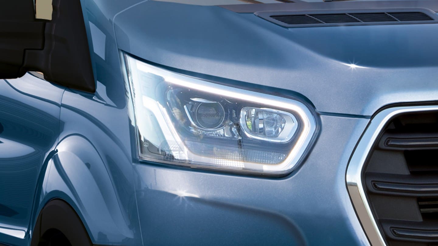 New Transit Chassis Cab headlight close up