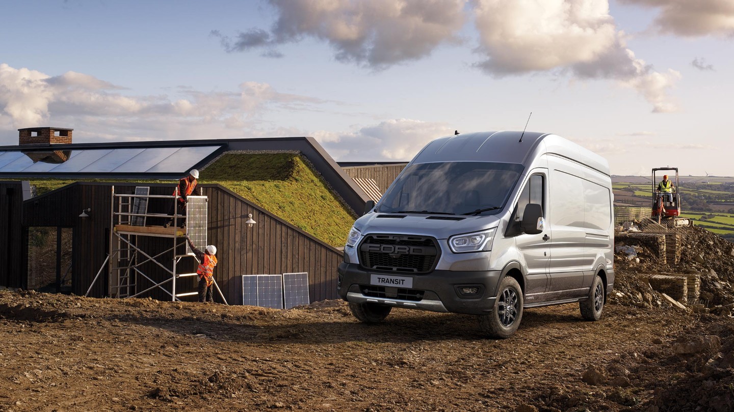 New Blue Ford Transit Van front view