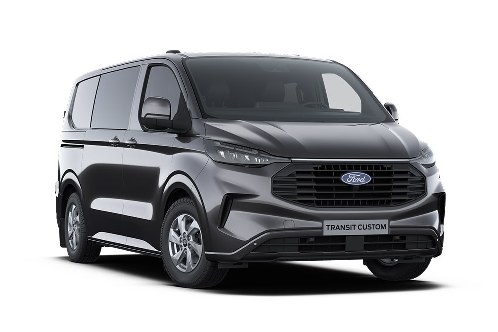 Fourgon Limited Ford Transit Custom double cabine gris anthracite.