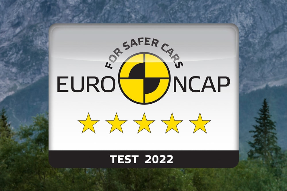 Badge de sécurité Euro NCAP 5 étoiles pour le Ford Ranger, testé en 2022.