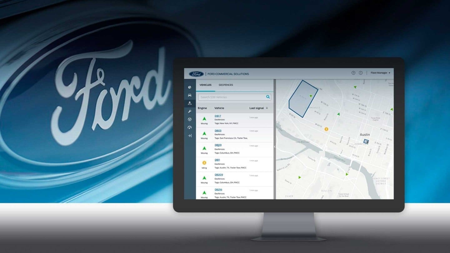 computer screen with Ford Commercial Solution